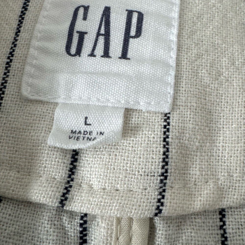 GAP Linen Blend Pinstripe Blazer Women’s Large Lightweight Neutral - Picture 5 of 6
